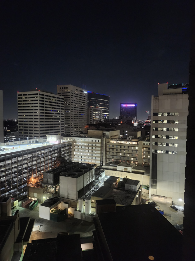 View from Shannon's room on the 16th floor at Baylor St. Luke's Medical Center.