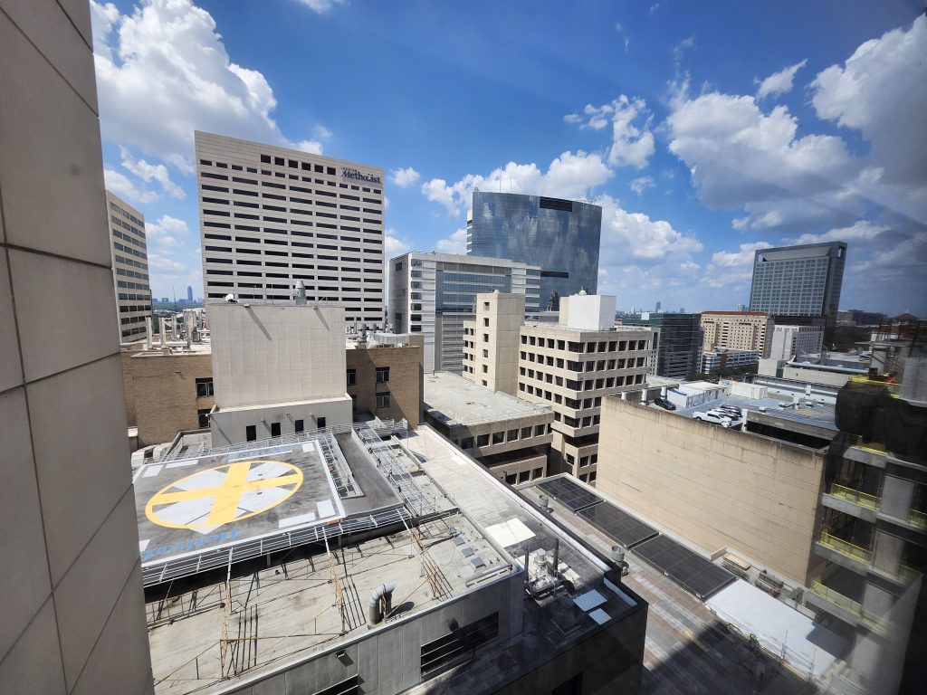 View from BMT Unit 15th Floor Walter Tower at Houston Methodist Hospital TMC.